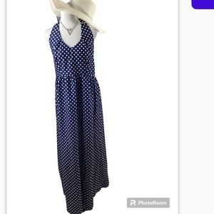 Vintage polka dot halter maxi dress
